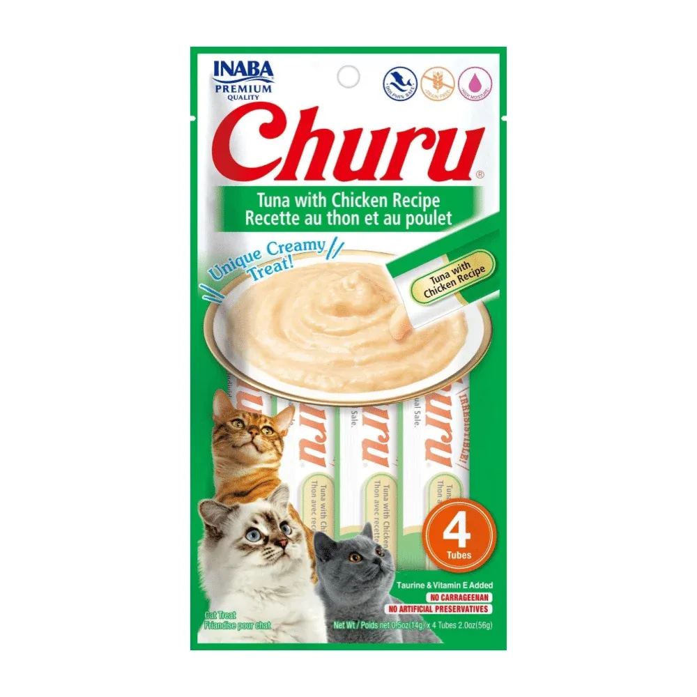 Inaba Churu Gato Atún y Pollo Creamy Treat (Pack 4 tubos)