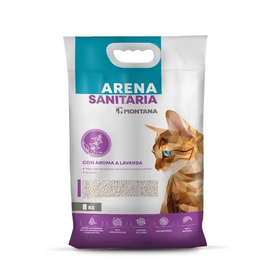 Arena Sanitaria Aglomerante para Gatos Aroma Lavanda 4kg